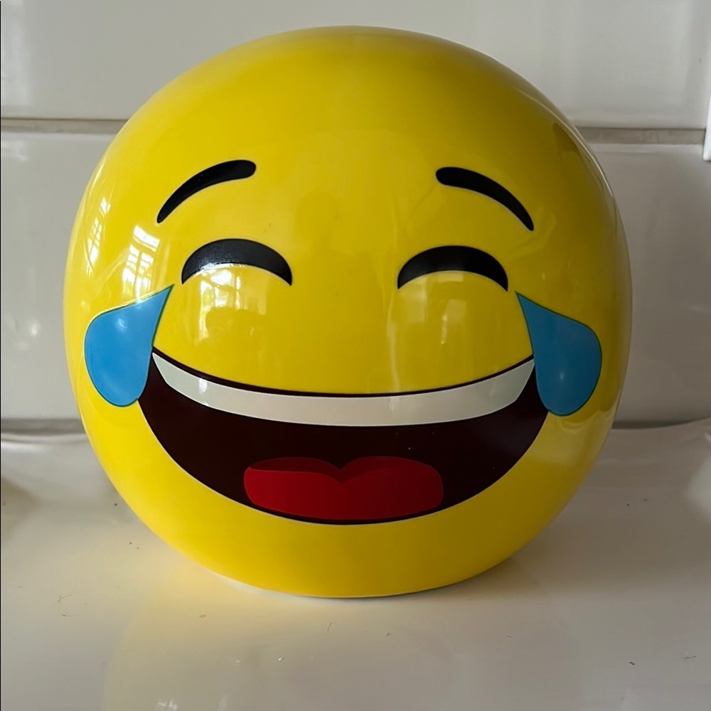 Laughing Emoji Ceramic coin bank